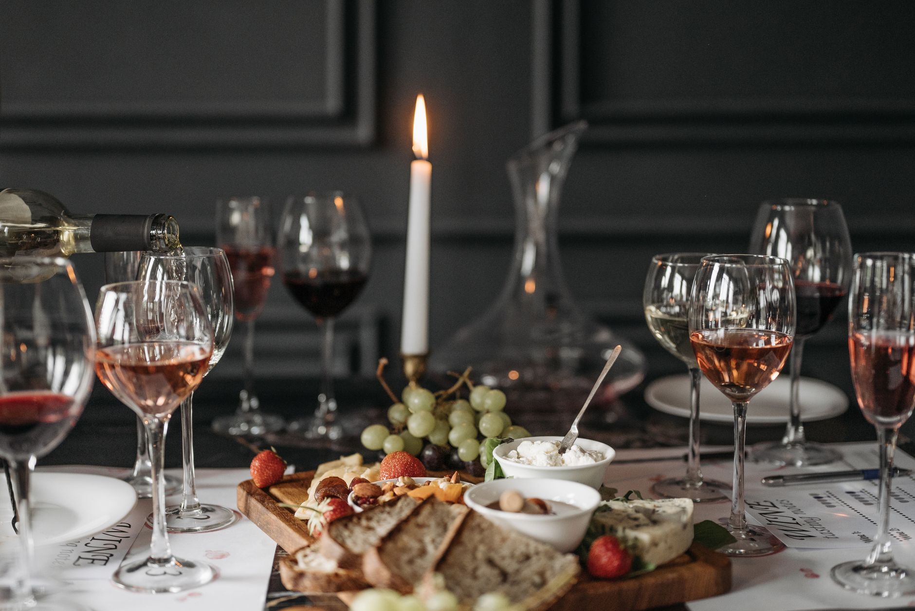 Wine and French cuisine by candlelight