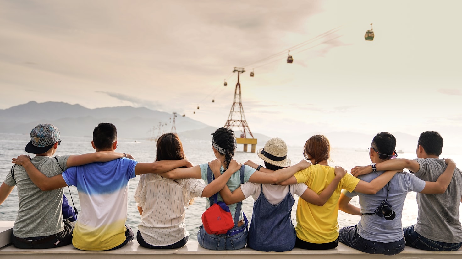 Group of students socialising on campus